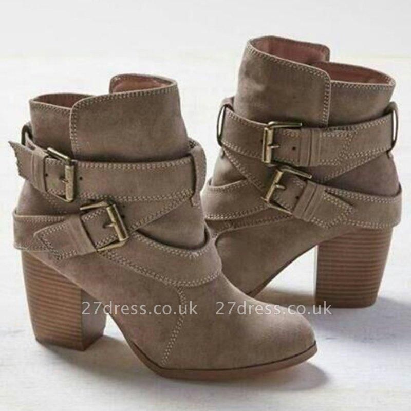 Chunky Heel Daily Buckle Suede Elegant Boot