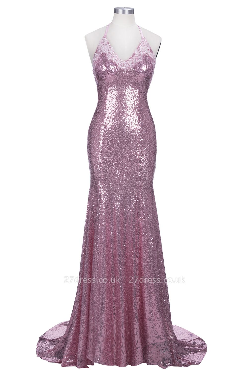 Gorgeous Sequins V-Neck Prom Dress UKes UK Mermaid Spaghetti Straps Party Gowns