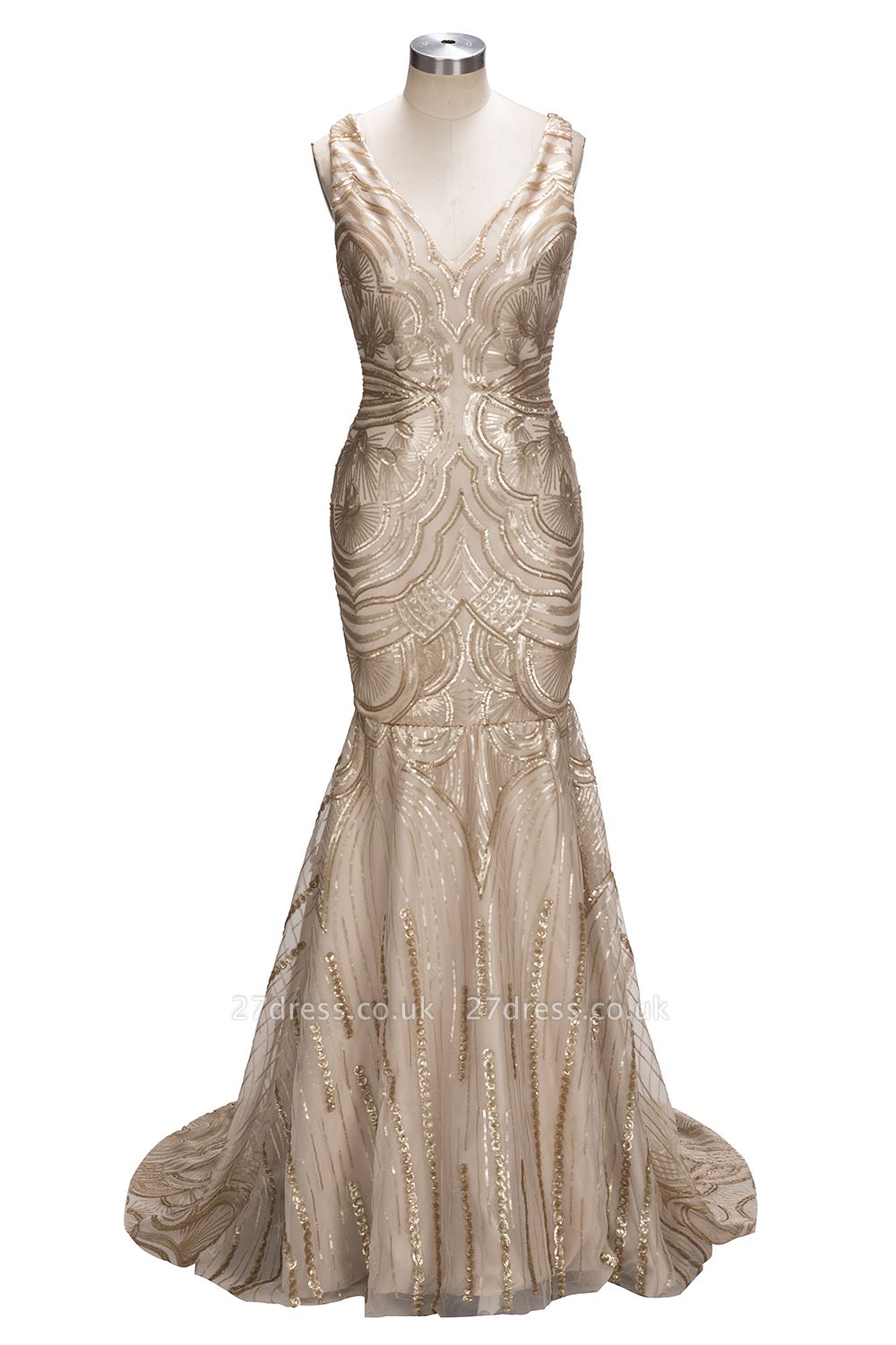 Luxury V-Neck Mermaid Sequins Prom Dress UK
