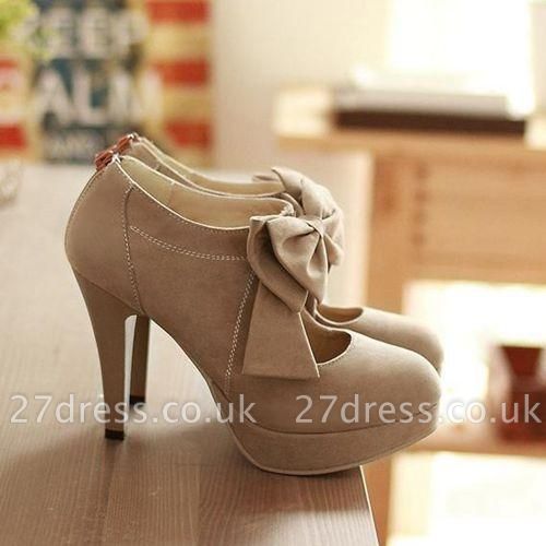 Bow Tie Hollow Stiletto Women's Shoes Round Toe Heel Boots