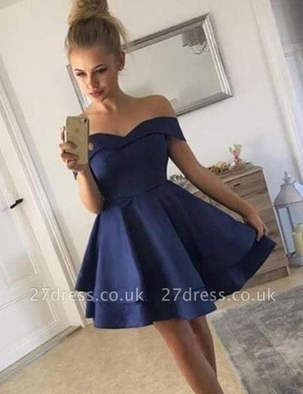 Stunning A-Line Off-the-Shoulder Tiered Short Prom Homecoming Dress UK