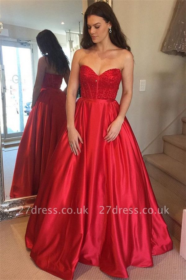 Timeless Sweetheart Sleeveless Lace Appliques A-Line Long Prom Dress UKes UK UK