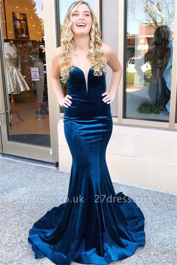 Sweetheart Lace Up Prom Dress UKes UK Sleeveless Mermaid Ruffles Elegant Evening Dress UKes UK