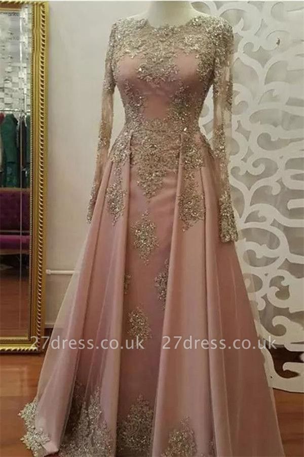 Sexy Lace Appliques Crystal Jewel Prom Dress UKes UK Side slit Longsleeves Evening Dress UKes UK with Beads