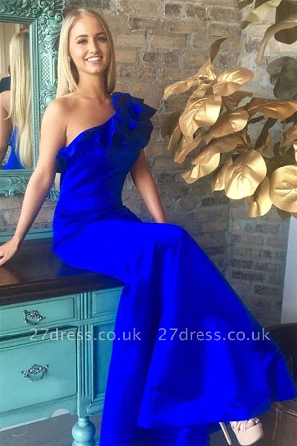 Sexy Falbala Ruffle Lace Appliques Prom Dress UKes UK Mermaid Sleeveless Evening Dress UKes UK