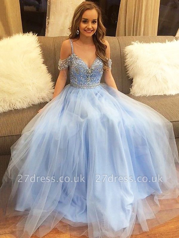 Fashion Spaghetti strap Lace Appliques Crystal Prom Dress UKes UK Sleeveless Evening Dress UKes UK with Beads