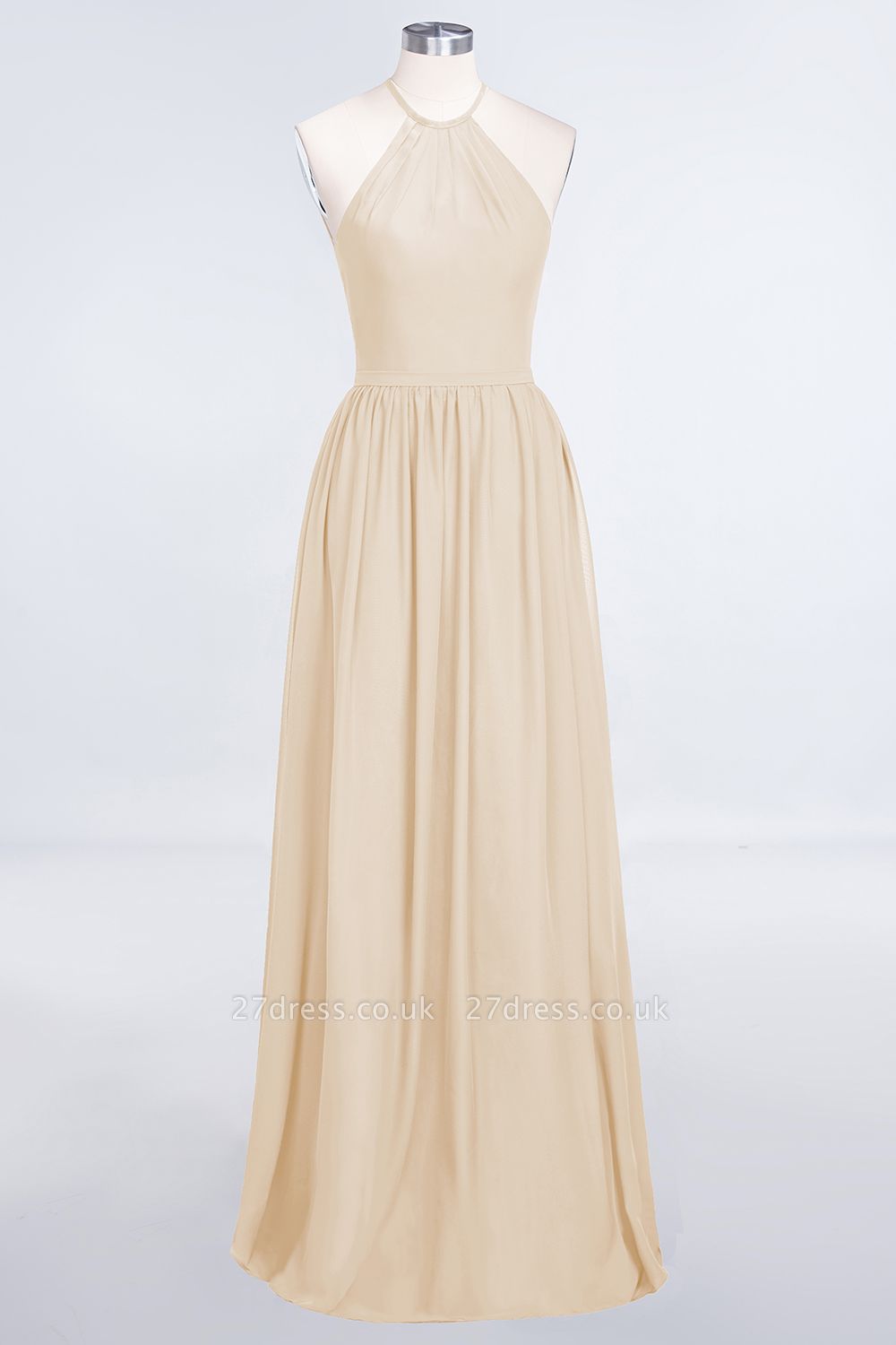 Sexy A-line Flowy Halter Sleeveless Floor-Length Bridesmaid Dress UK UK with Ruffles
