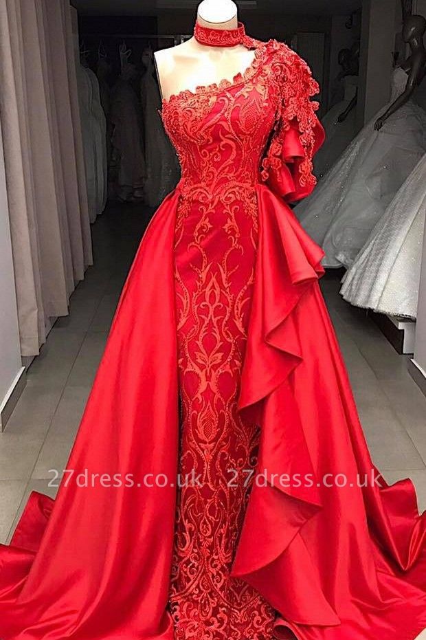 Gorgeous One Shoulder Halter Appliques Sequined A-Line Long Prom Dress UKes UK UK