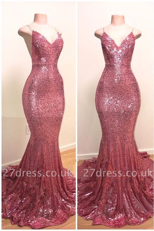 Stunning Pink Sequins Prom Dresses | 2019 Mermaid Long Evening Gowns