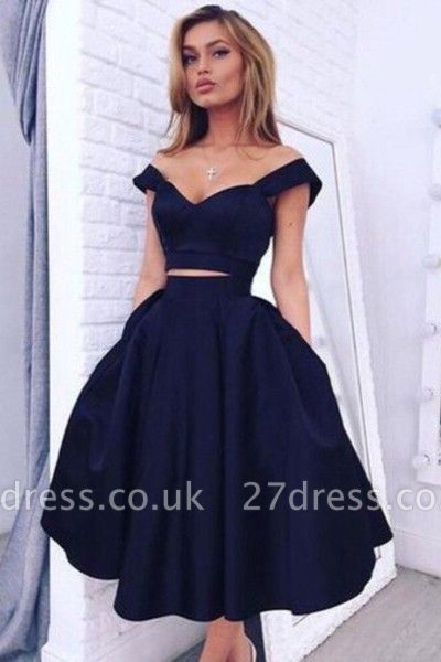 Luxury Two pieces Off-the-shoulder Prom Dress UK Short Homecoming Dress UK BA3609