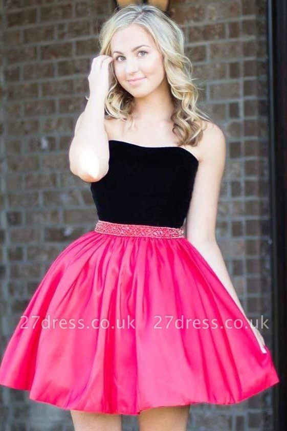 Strapless Short Mini A-Line Homecoming Dress with Beadings