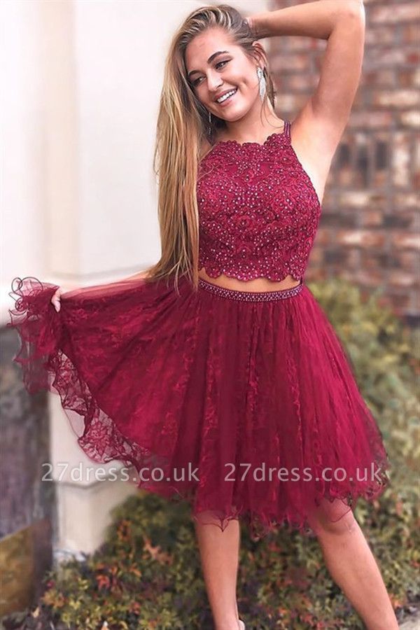 Cheap Two Piece Party Dresses UK | Lave Beading Short Evening Dress