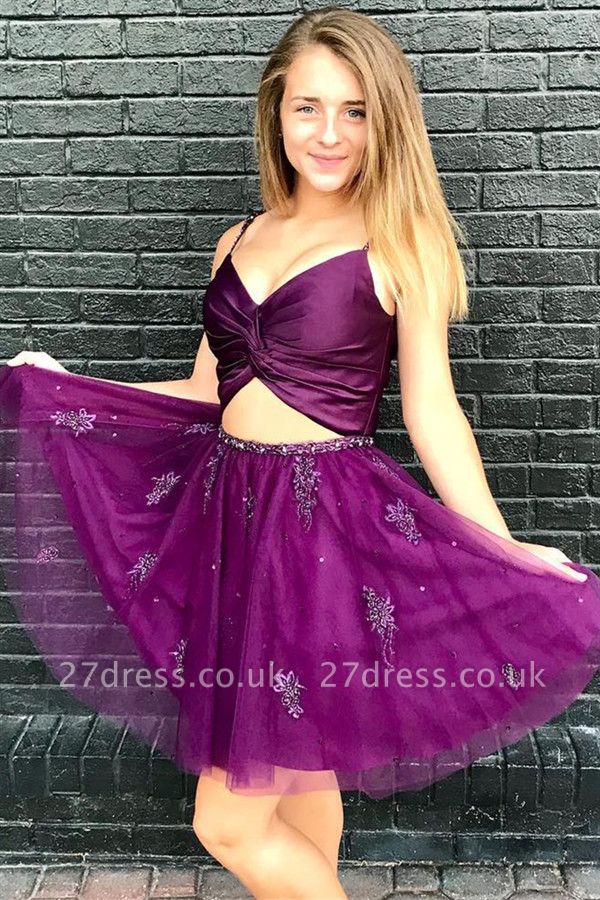 Sexy Two-Pieces Tulle Beading Homecoming Dress