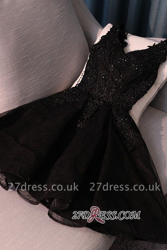 Black A-Line Short Prom Dress UK | Homecoming Dress UK With Lace Appliques