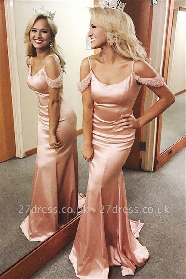 Mermaid Spaghetti Straps Prom Dresses UK | Cheap Square Neckline Long Evening Dress