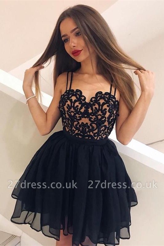 Elegant Black Lace Homecoming Dress UK | Short Prom Dress UK On Sale
