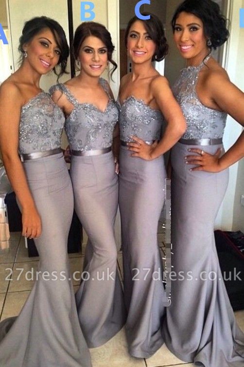 Chic Lace Appliques Mermaid Bridesmaid Dress UK Wedding Guest Dress