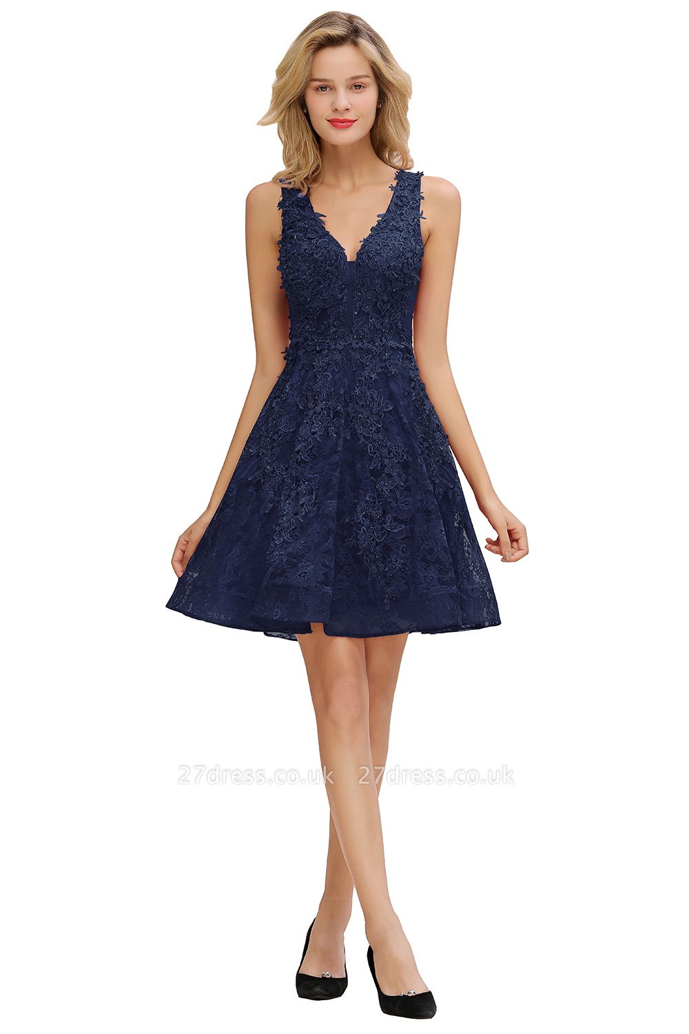 Knee Length Lace Appliques Homecoming Dresses | Burgundy Short Evening Dresses UK