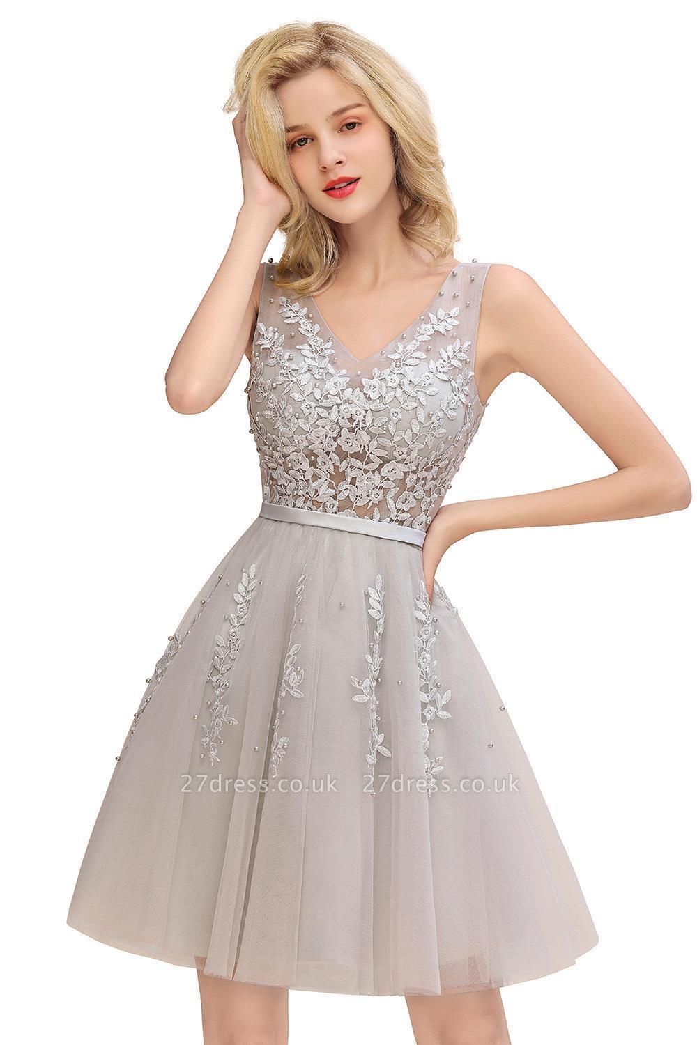 V-neck Lace Homecoming Dresses with Appliques | Short Party Dresses UK Online