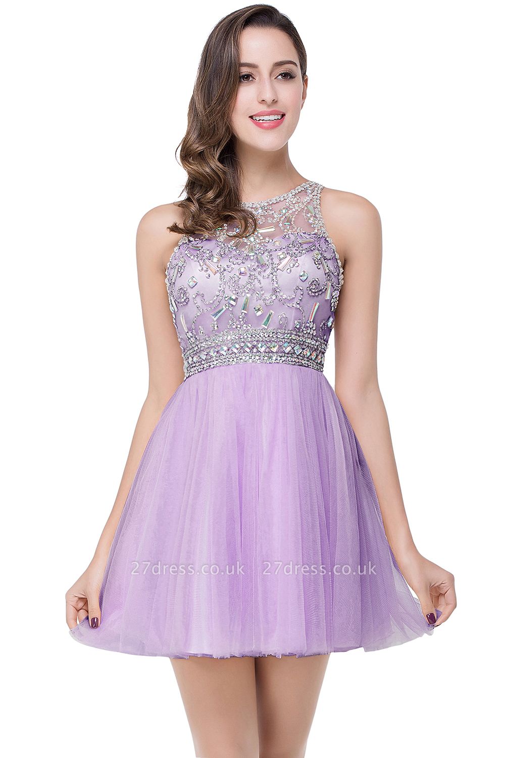 Sexy Beadings Crystal Short Prom Dress UK Chiffon Homecoming Gown