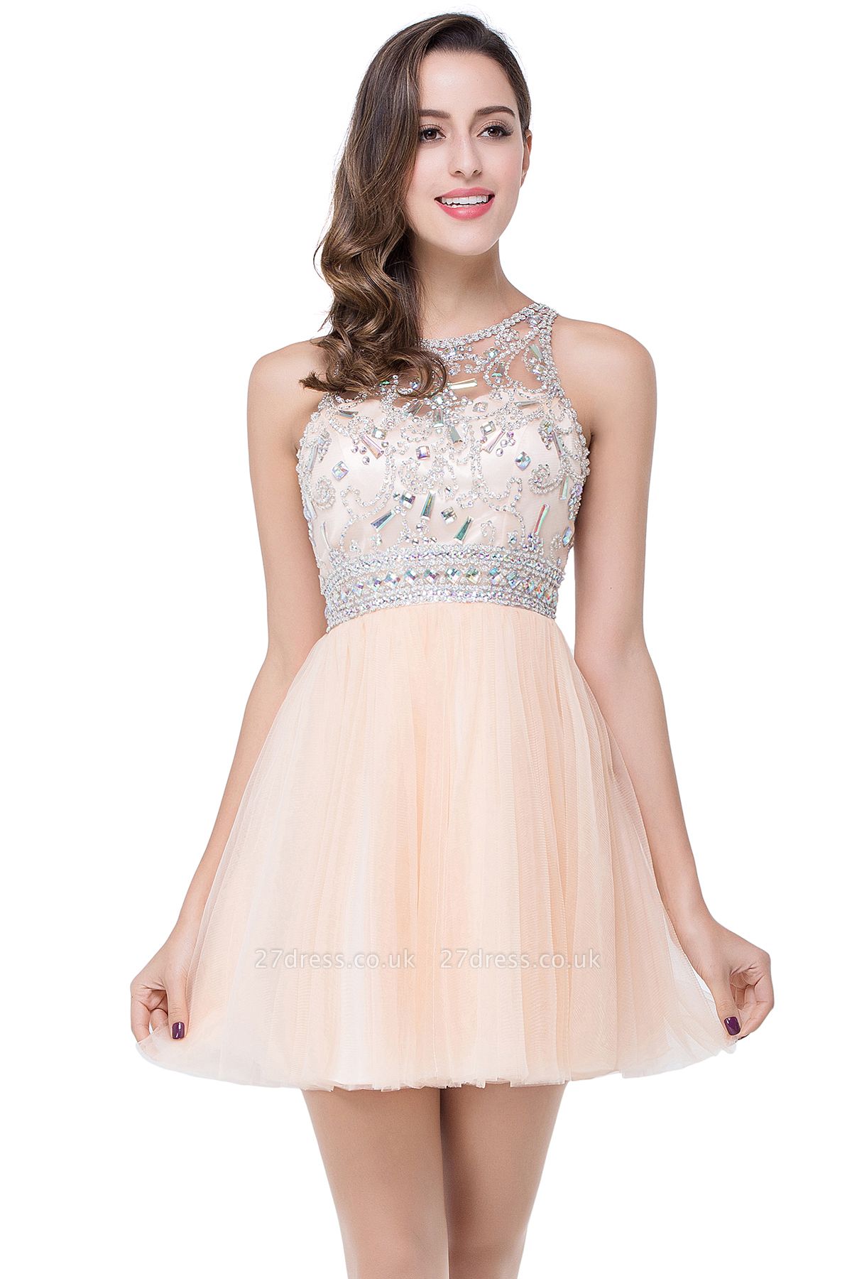 Sexy Beadings Crystal Short Prom Dress UK Chiffon Homecoming Gown