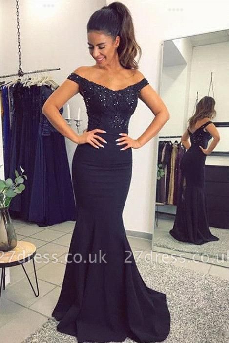 Lace Beadings Sexy Off-the-Shoulder Mermaid Long Evening Dress UK