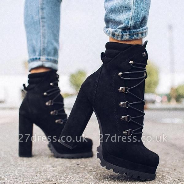 Women High Heel Boots Waterproof Ankle Boots  Chunky Boots for Autumn/Winter