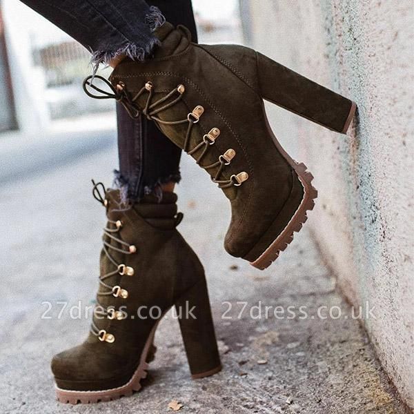 Women High Heel Boots Waterproof Ankle Boots  Chunky Boots for Autumn/Winter