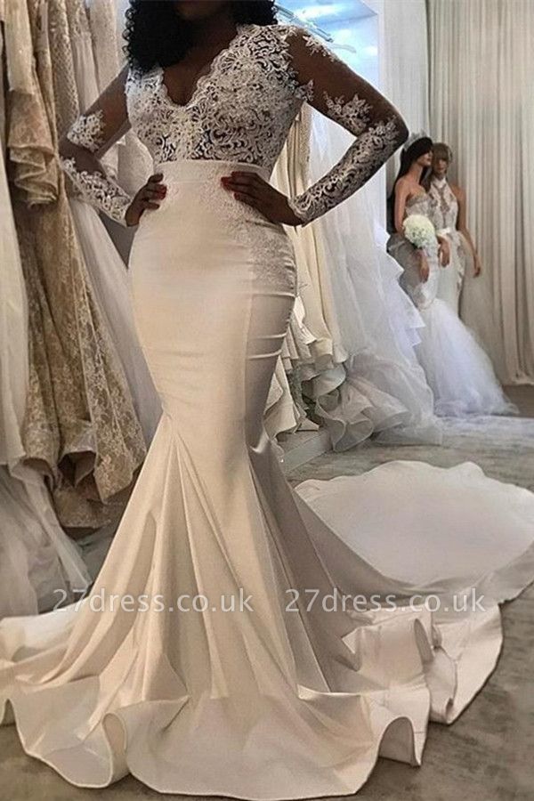 Lace Trumpet/  Sexy Mermaid Wedding Dresses UK | White Chic Wedding Dress