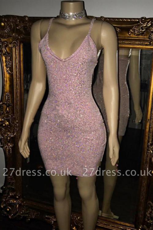 Short Sequins Pretty Spaghetti-Straps Tight Homecoming Dress UK