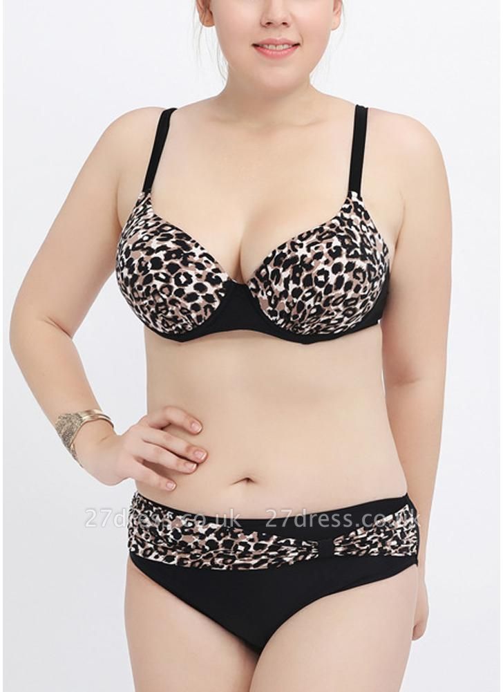 Leopard Print Push Up Backless Adjustable Strap Low Waist Sexy Bikini Set