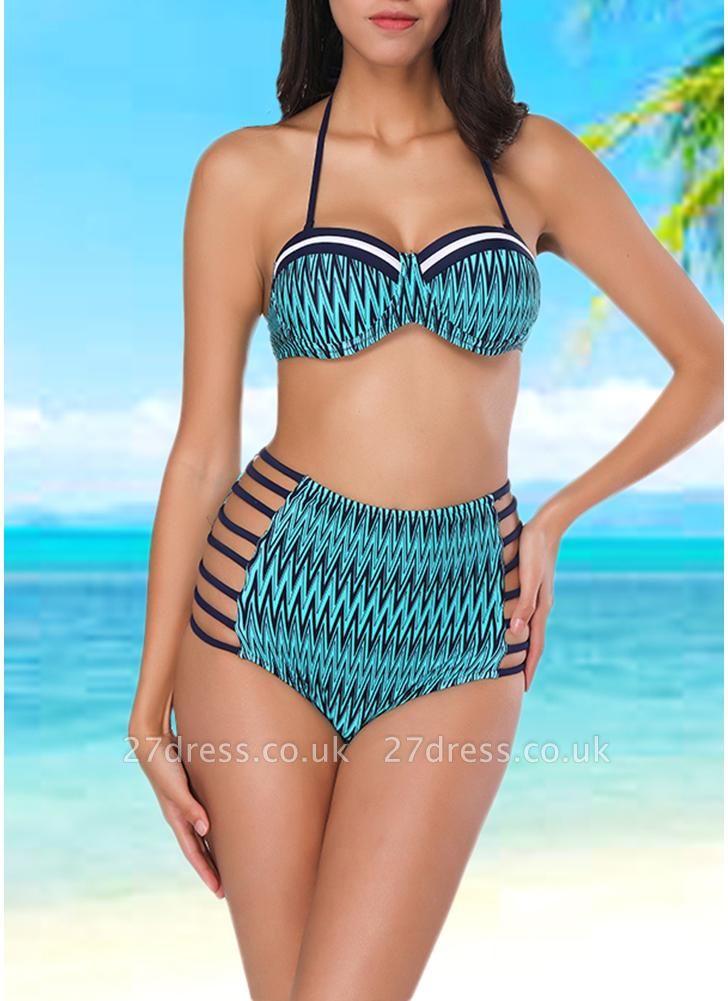 Women  Sexy Bikini Set Halter Geometric Print Swimsuit Beach Wear Two Piece