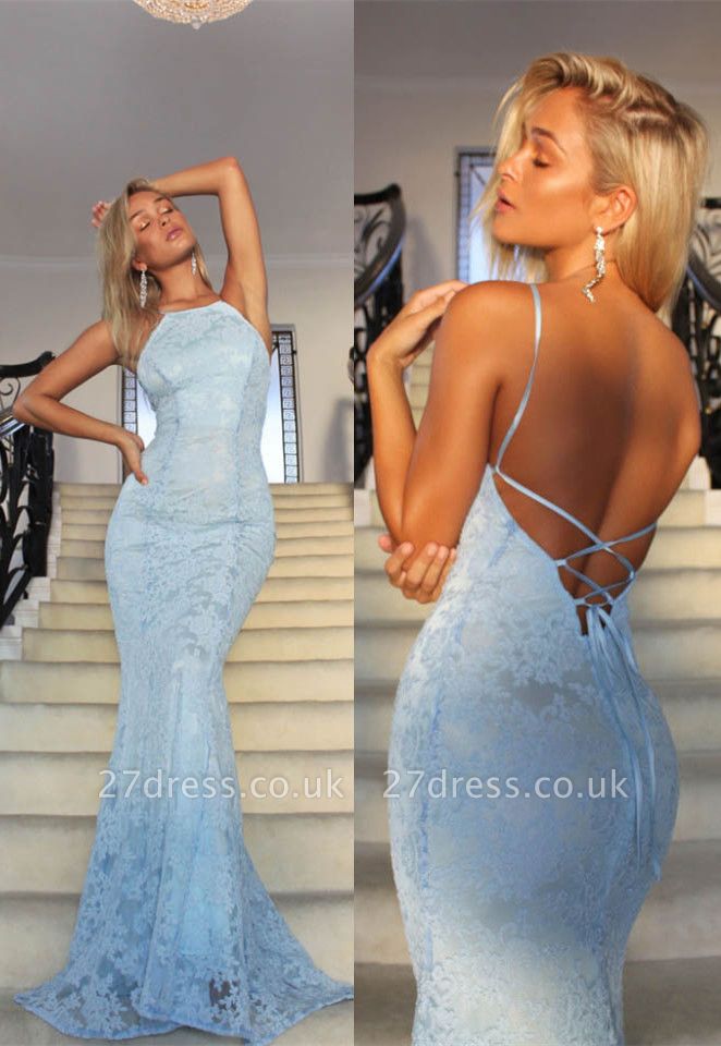 Luxury Lace Halter Mermaid Formal Wear Long Evening Dress UK BA6979