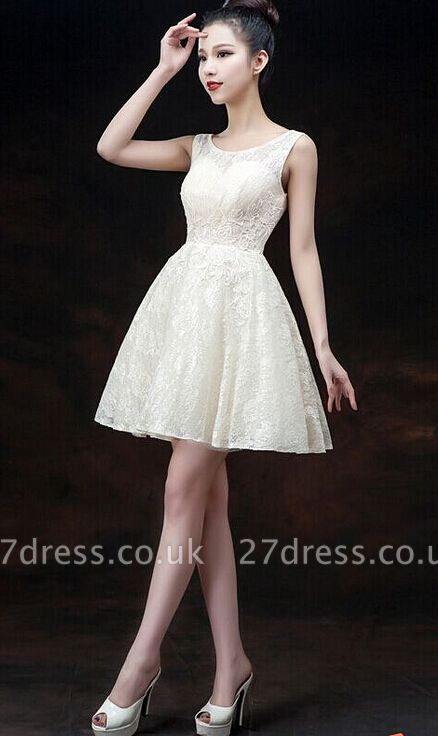Modern Illusion Sleeveless Short Homecoming Dress UK Lace-up With Appliques