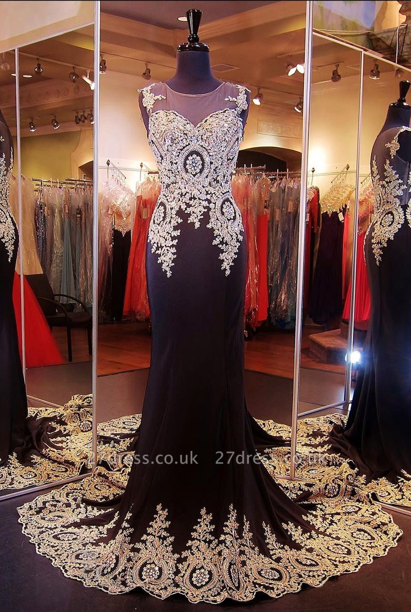 Gorgeous Illusion Cap Sleeve Prom Dress UK With Beadings Appliques
