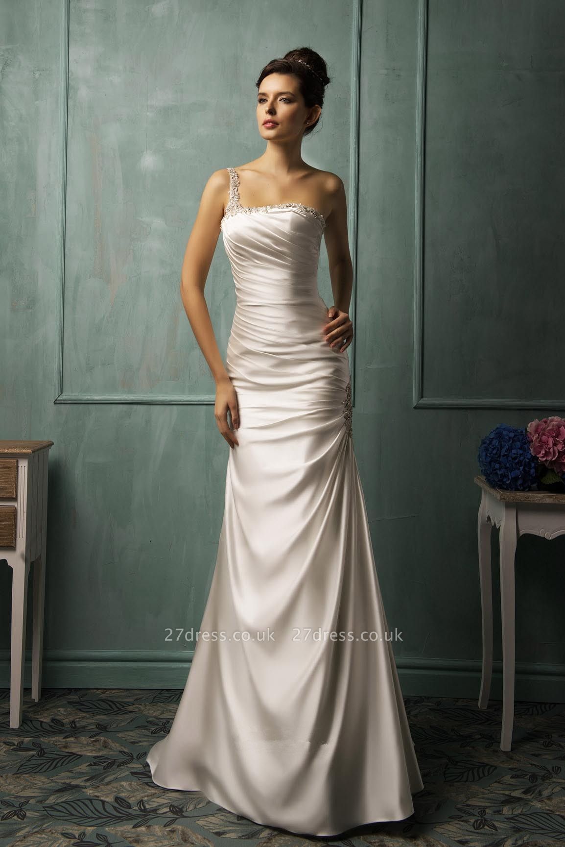 Elegant Strapless Sleeveless Wedding Dress With Spaghetti Strap Beads