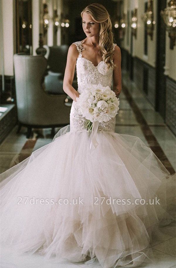 Gorgeous Lace Sexy Mermaid Wedding Dresses UK | New Tulle Wedding Dresses UK