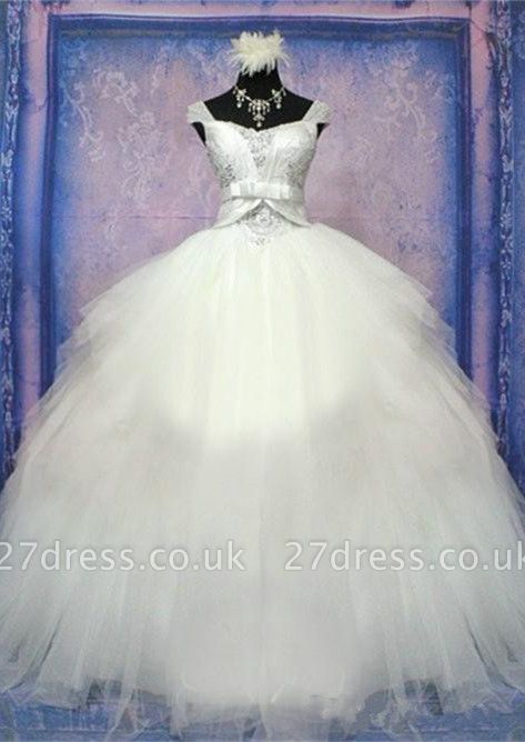 Elegant Beadss Crystals Ball Gown Wedding Dress Bowknot Lace-up