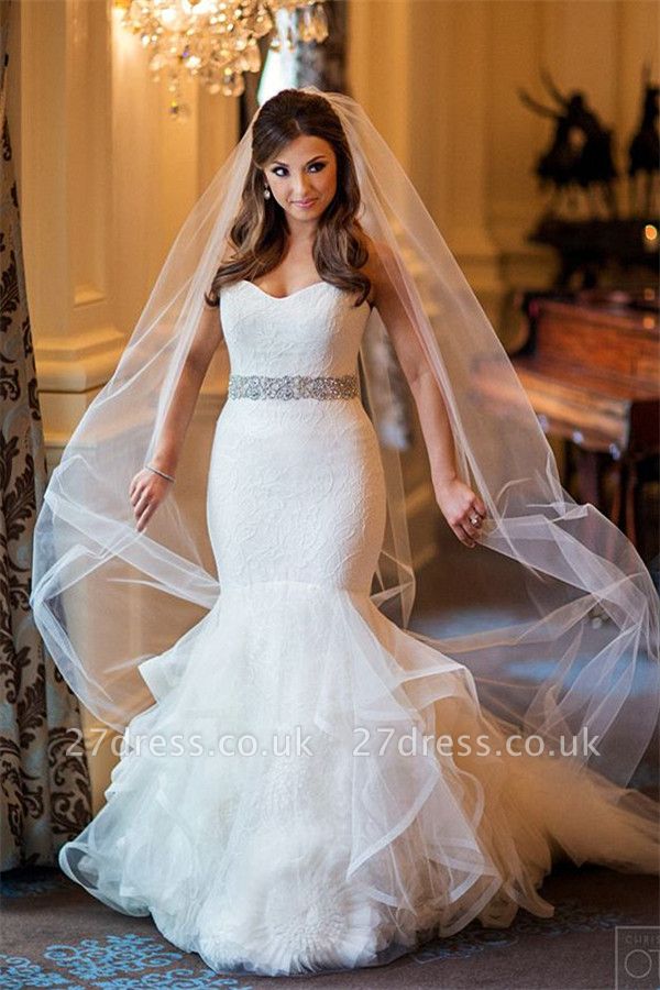 New Arrival Sweetheart Sexy Mermaid Wedding Dresses UK Lace Tulle Beads