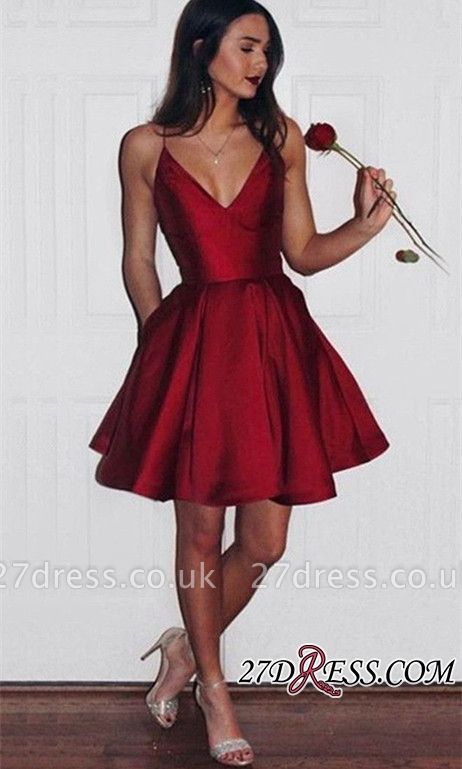 Spaghetti-strap Ruby Short Homecoming Dress UK Sleeveless