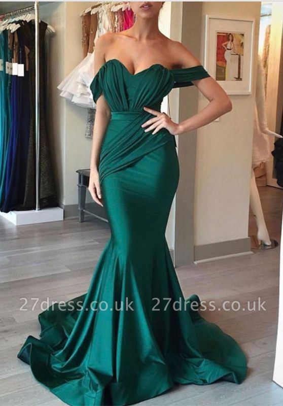 Sexy Green Off-the-shoulder Mermaid Evening Dress UK Long Formal Dress UK BA6968