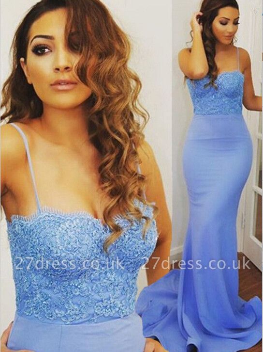 Stunning Spaghetti Straps Prom Dress UKes UK Mermaid lace Appliques SD021