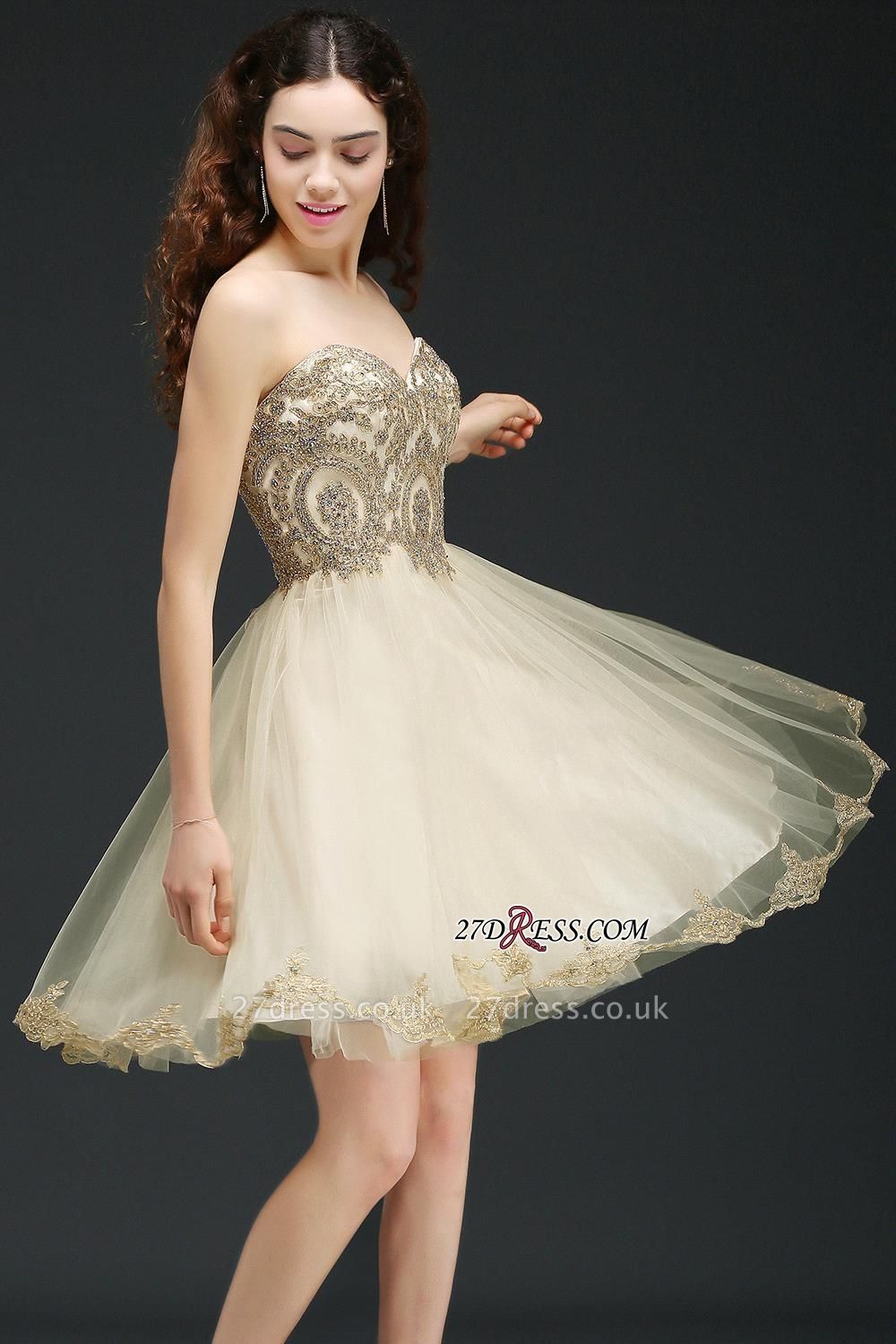 Lovely Sweetheart Short Appliques Lace-Up Homecoming Dress UK