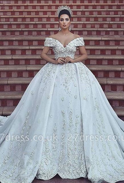 Off-the-Shoulder Ball Gown Wedding Dress Lace Bridal Gowns  BA8523