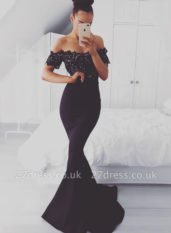 Luxury Off-the-Shoulder Lace Appliques Evening Dress UK Mermaid Long Party Dress UK BA7560