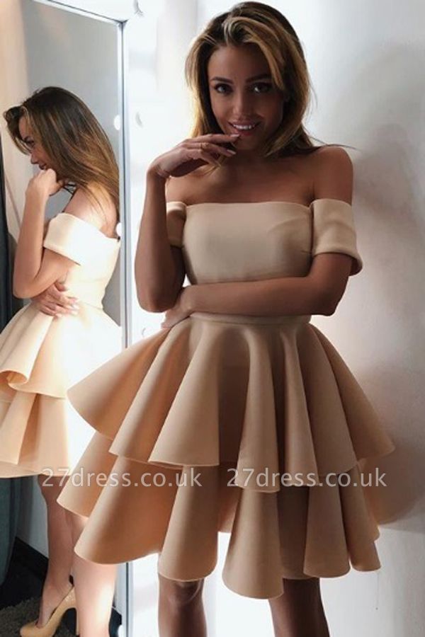 Lovely Short-Sleeve Homecoming Dress UK | Layers Mini Party Dress UK