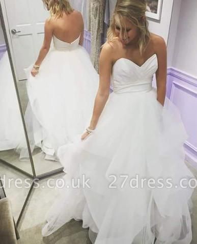 Summer Empire A-Line Tiered Ruffles Sweetheart Long Wedding Dresses UK