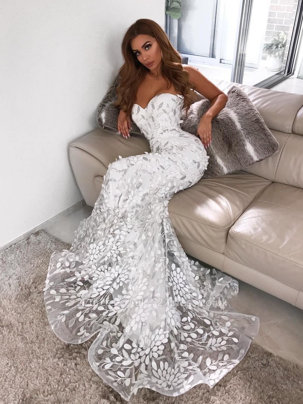 Gorgeous Sexy Mermaid Sweetheart Appliques Wedding Dresses UK