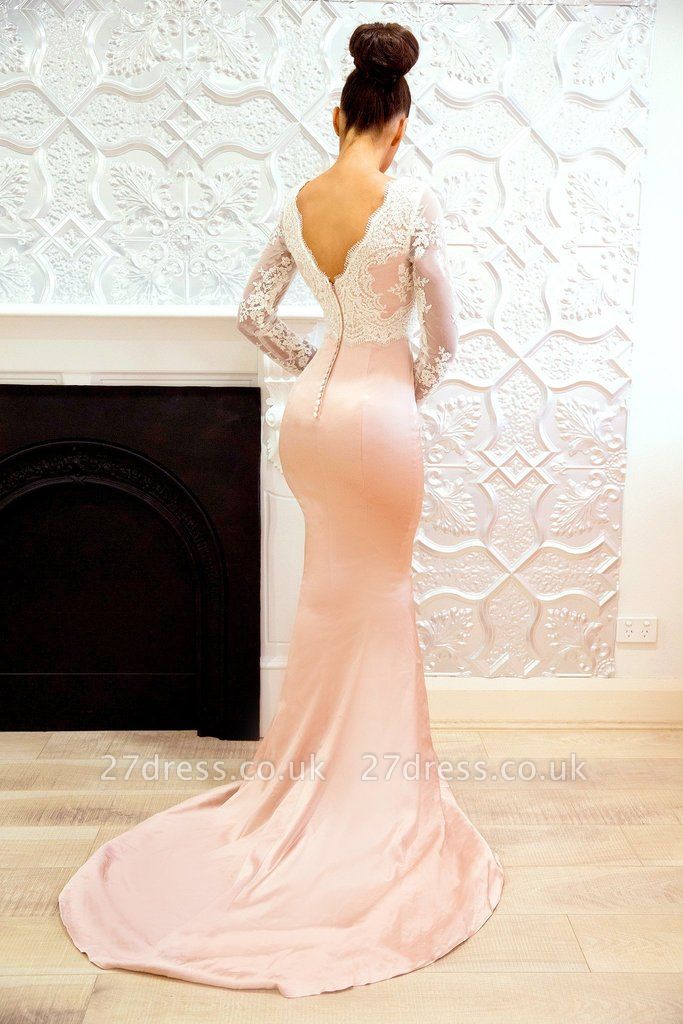 Long-Sleeve Lace Bridesmaid Dress UK | Mermaid Long Formal Wear