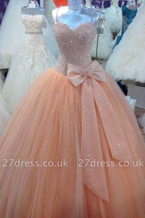Stunning Sequins Sweetheart Ball Gown Wedding Dress with Bowknot